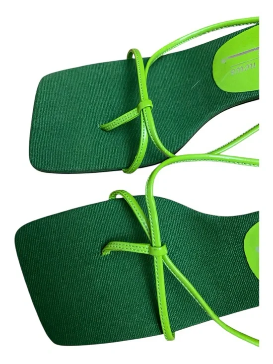 Newport News Lime Green Womens Square Toe Kitten Heel Shoe Y2k Style - Picture 4 of 8